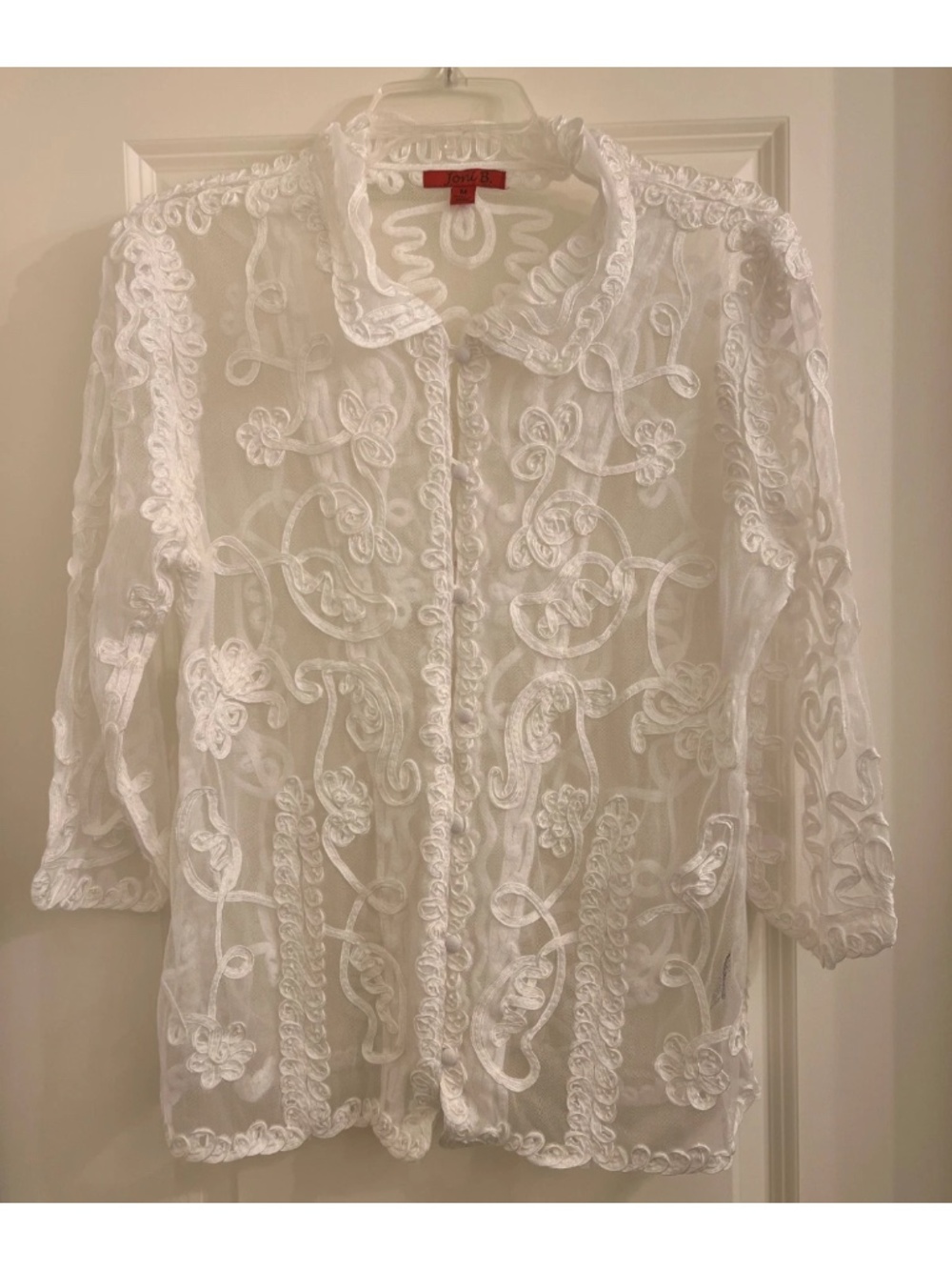 Joni B Textured Embellished Mesh Women's Blouse--Size Medium